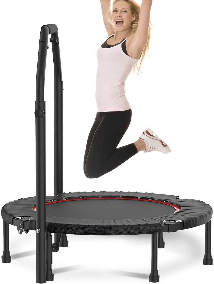 NIVA® Fitness Trampoline - Trampoline Fitness - Mini Trampoline - Zwart - 102cm x 102cm x 22cm