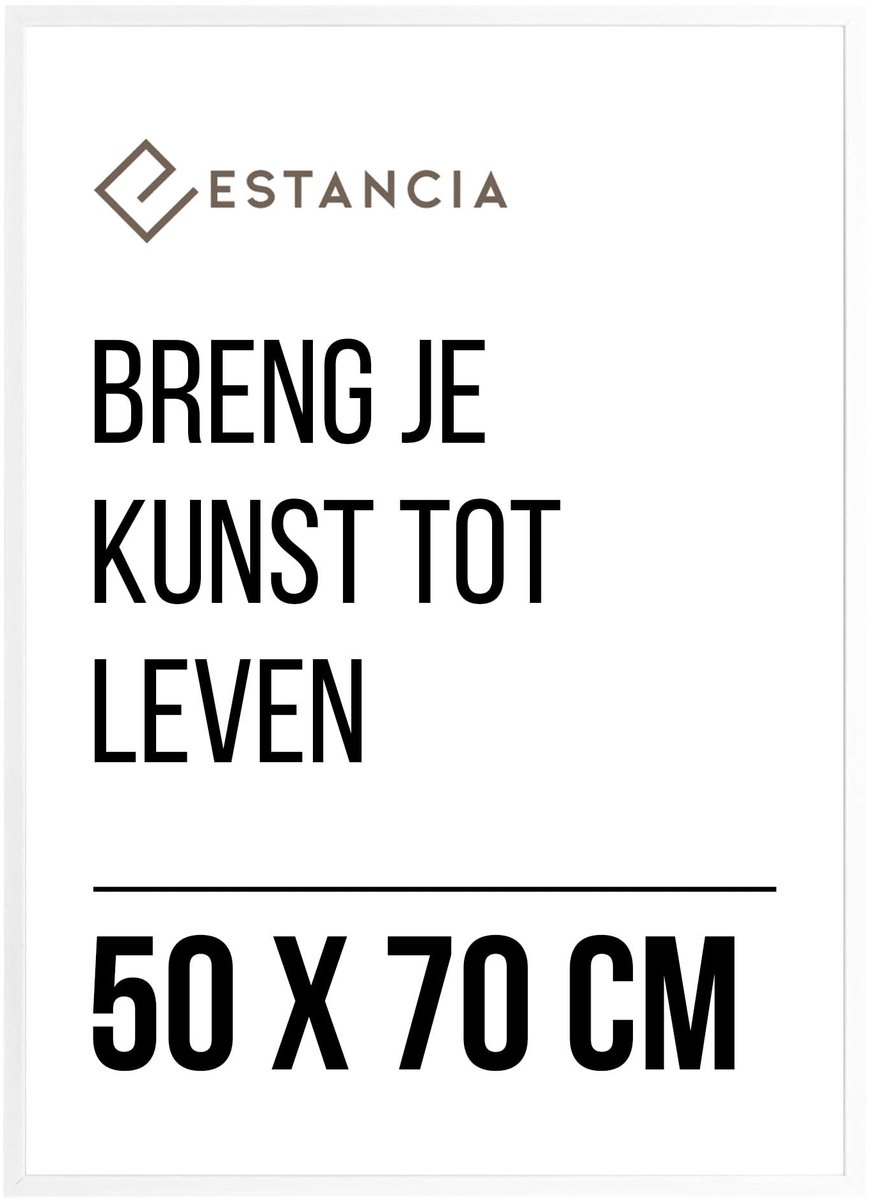 SnelShoppen - Witte Houten Fotolijst 50x70 cm met Onbreekbaar Plexiglas | Moderne Fotolijst voor Thuis, Kantoor, en Feesten | Stijlvolle Lijst voor Fo