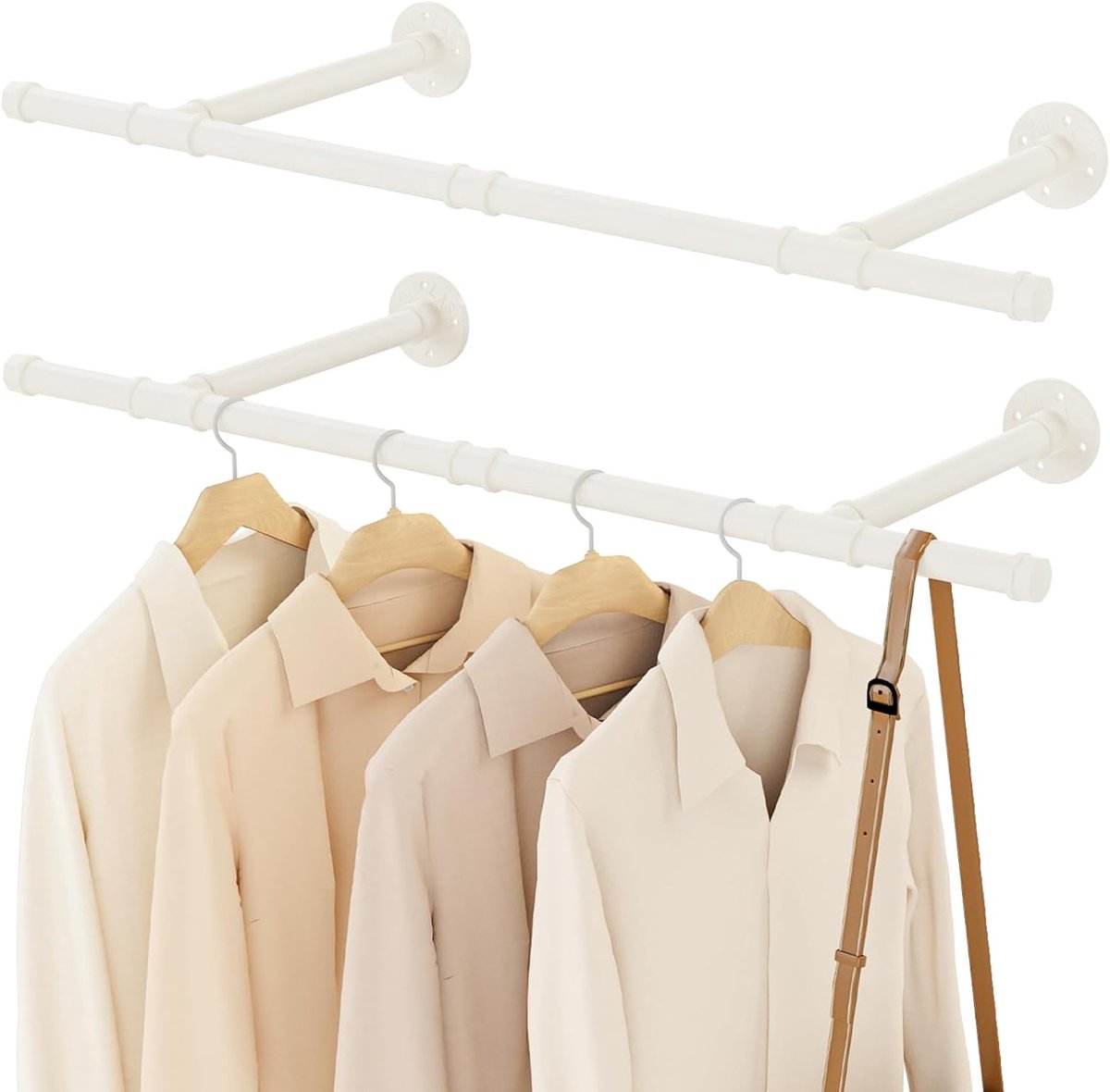SnelShoppen - Wandgarderobe L Vorm, Kledinghanger voor Industriële Stijl, Roestvrij Staal, Voor Badkamer, Keuken, Hal, 90 x 30 cm, 2 Stuks, Zwart