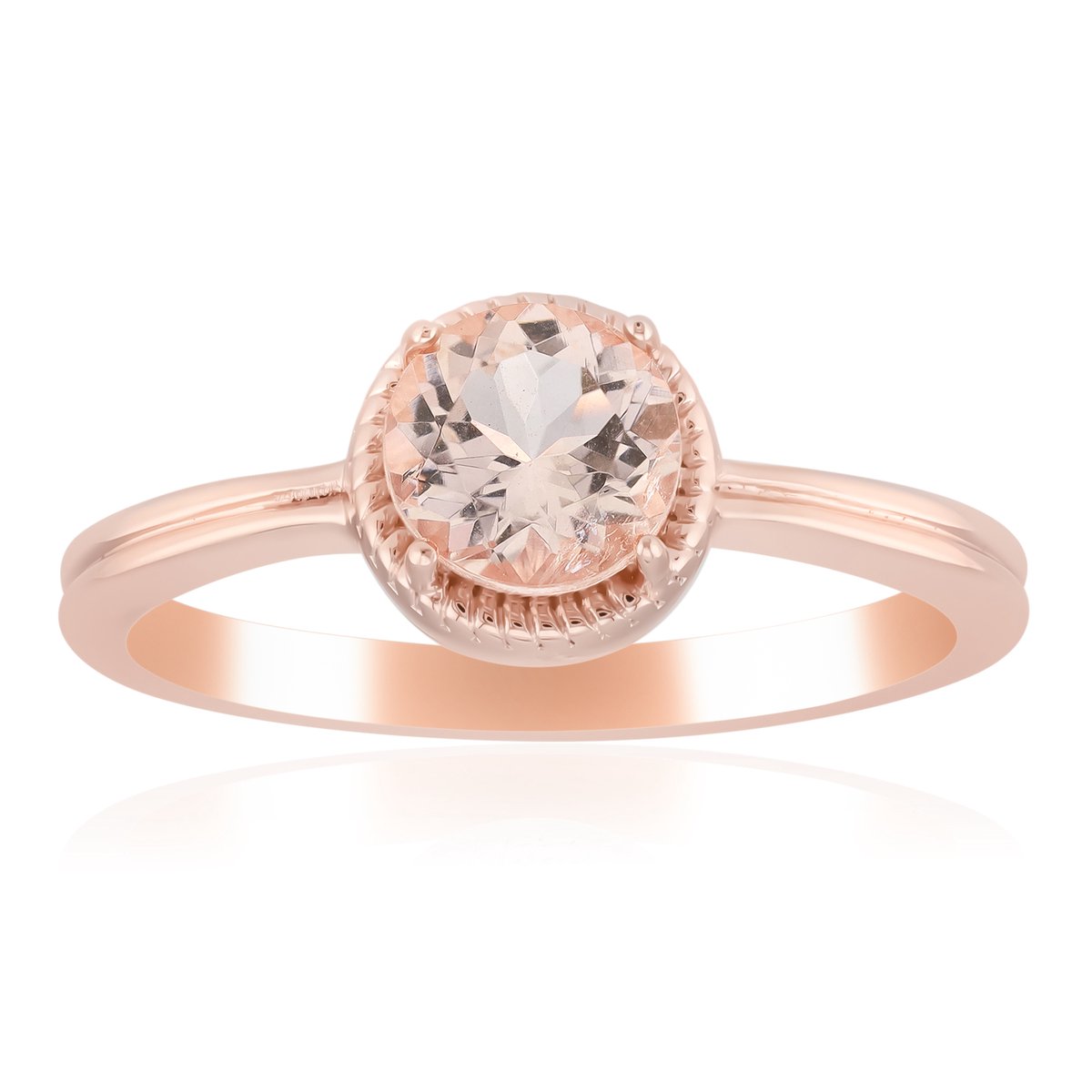 Cavill - Morganiet Ring - 925 Sterling Zilver Roségoud Verguld - Braziliaanse Rondgeslepen Morganiet 0,68 ct - Elegantie & Subtiele Glans