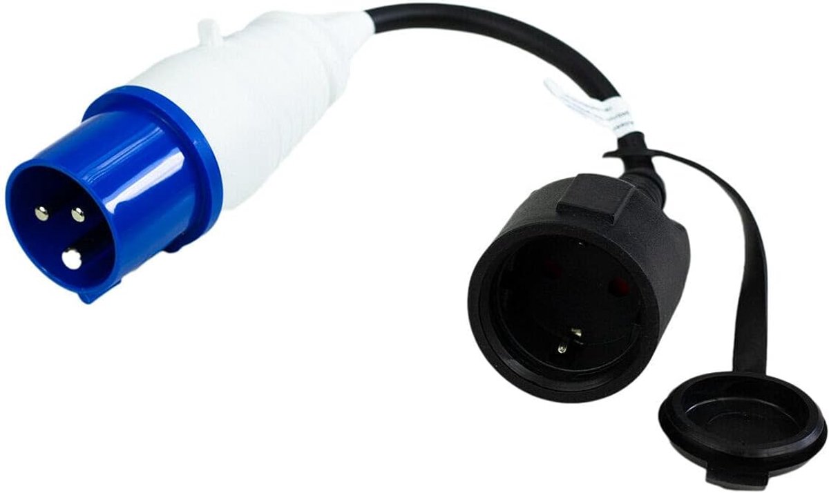 SnelShoppen - CEE AC Adapter 230 V/16 A CEE Plug naar Schuko Socket IP44 - Robuuste en Spatwaterdichte Adapter voor Professioneel Gebruik - 20 cm Rubb