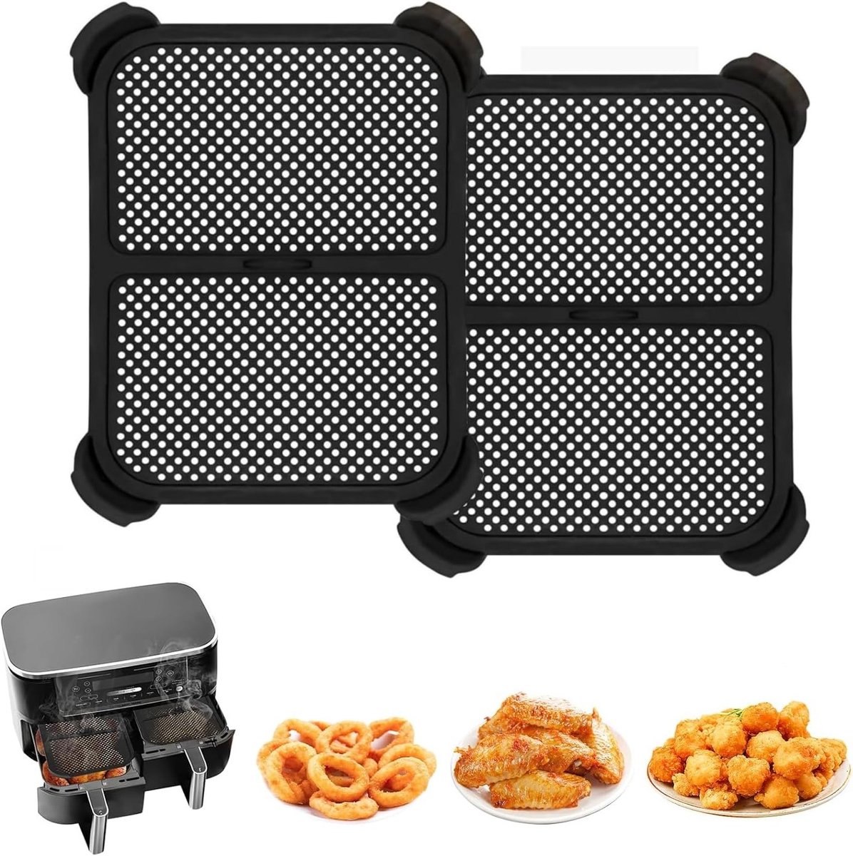 Set van 2 Siliconen Spatdeksels voor Airfryer - Herbruikbare Hittebescherming, Geschikt voor Diverse Modellen, Ideaal voor Gezond Koken en Makkelijk Schoonmaken