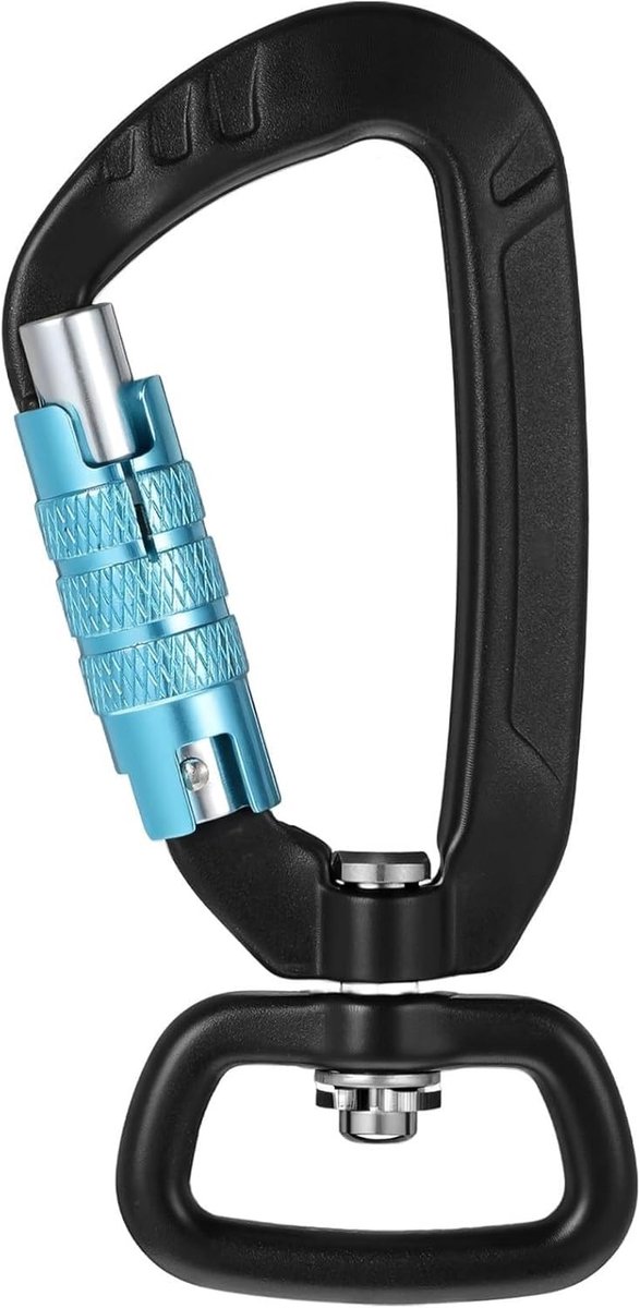 Robuuste en lichte draaibare karabiners van luchtvaartaluminium, veilig voor hondenlijnen, klimmen en kamperen, houdt tot 450 kg vast en draait 360°