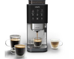 Krups Coffee Crush Edition SA404B - Automatische koffiemachine - Carbon - Compact 15 cm breed - Geschikt voor bonen en gemalen koffie - Stoompijpje