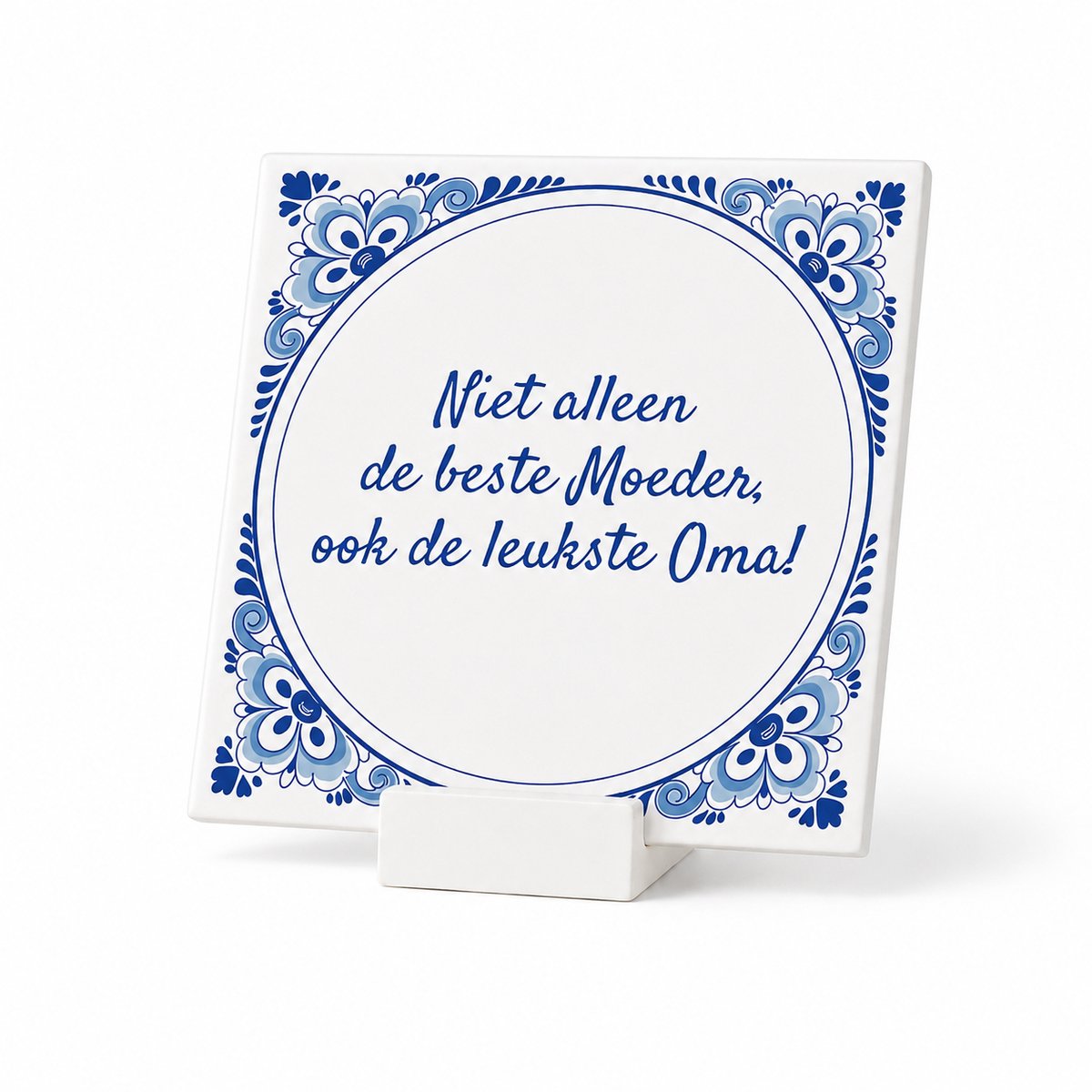 Grappige Familie Quote Keramische Tegel 15 x 15 cm met houdertje - “Niet Alleen de Beste M