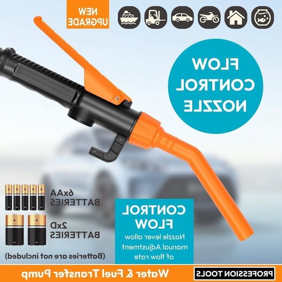 Elektrische Brandstofpomp voor Jerrycan - Draagbare Vloeistofoverdrachtspomp, Diesel Siphon en Automatische Barrelpomp, 2.4 GPM voor Efficiënt Overdragen van Vloeistoffen — afbeelding 4