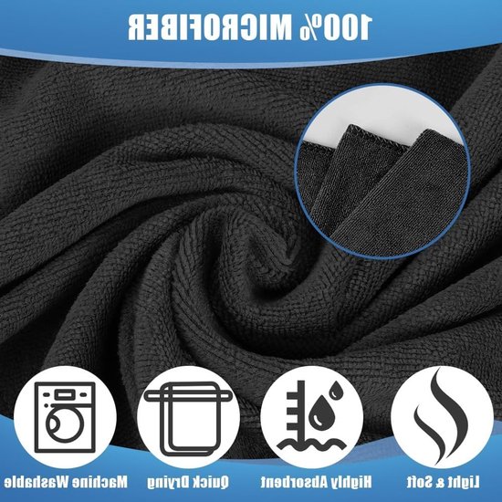 SnelShoppen - Pack van 3 Microfiber Sport Handdoeken - Zacht, Sneldrogend en Absorberend voor Yoga, Campings, Fitness en Gym - 75cm x 35cm van Snelshoppen — afbeelding 3
