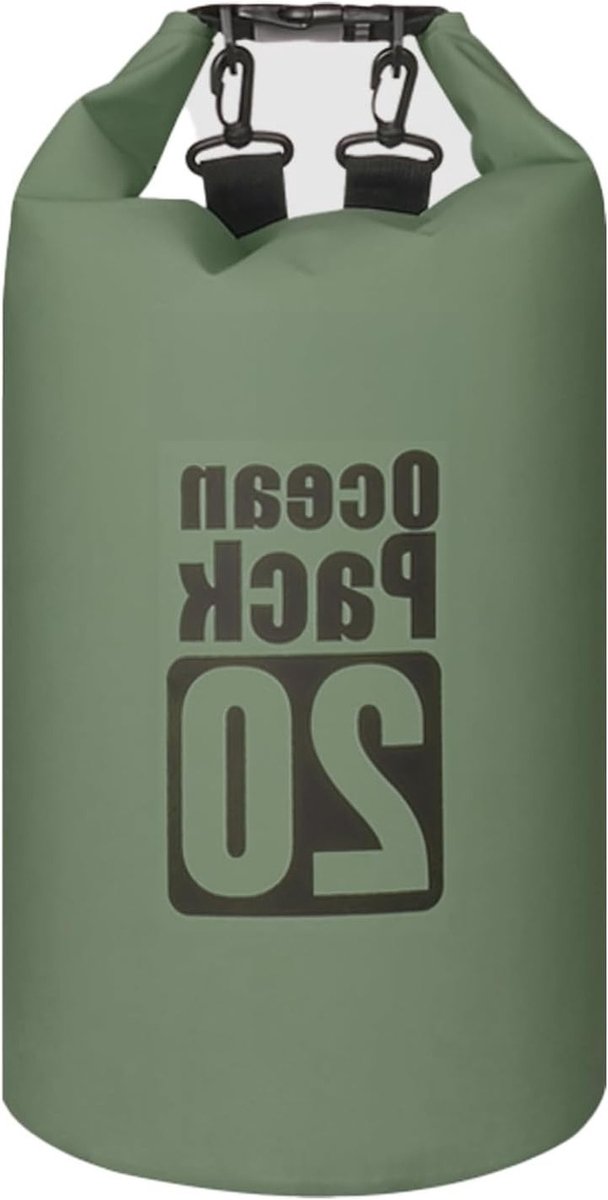 Waterdichte tas 20L in saliegroen met waterdichte overbroek voor outdoor activiteiten en reizen