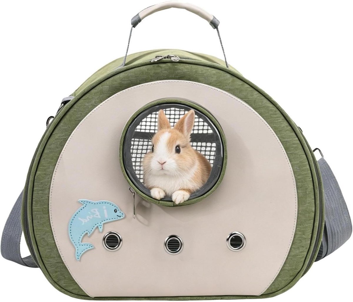 Dieren Transport Tas - Draagbaar Huisdier - Veilig Vervoer - Ademende Constructie - 33x24x29 cm - Groen