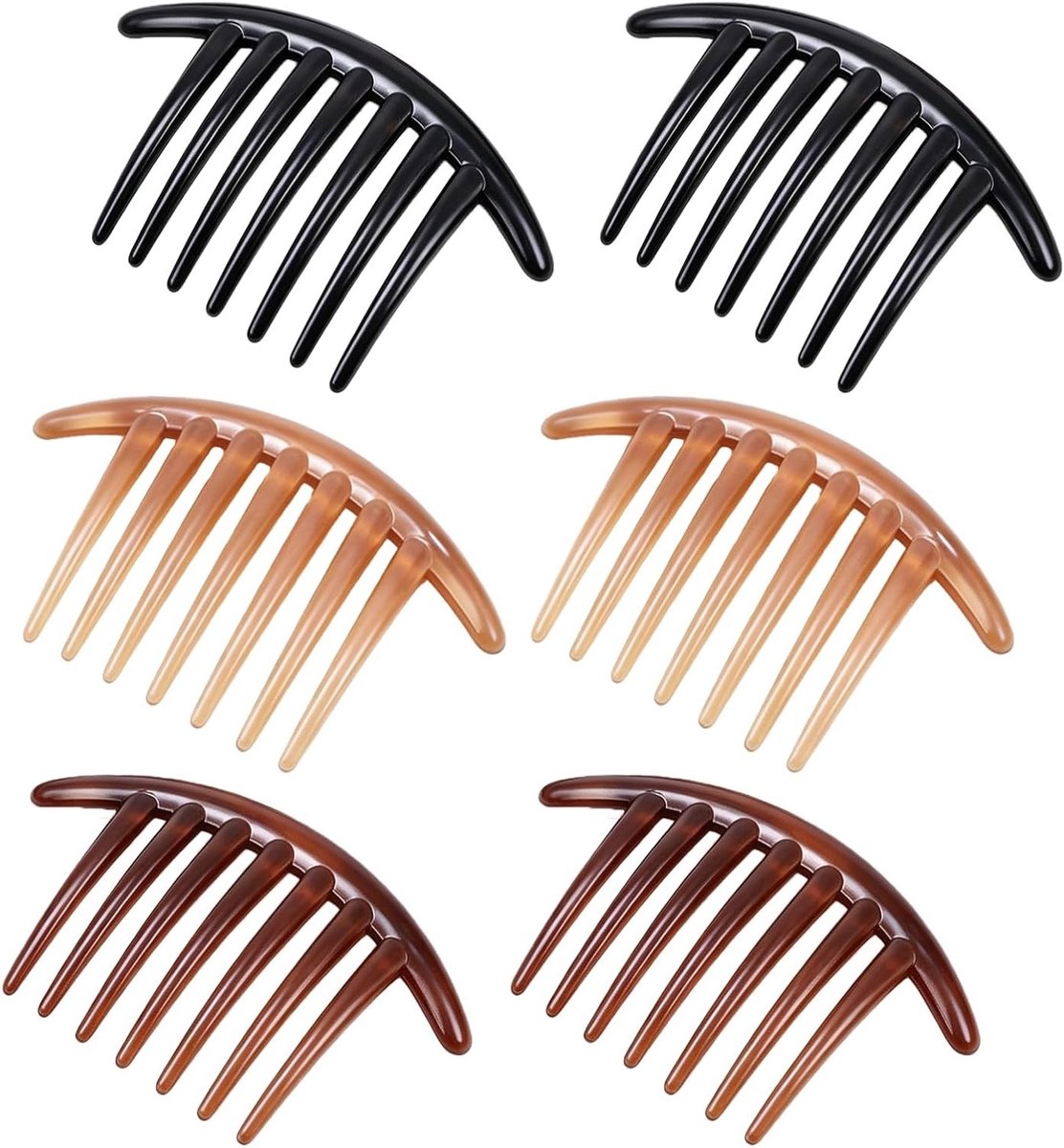 Set van 6 haarkammen voor vrouwen, Franse kammen met 7 tanden voor stijlvolle bruidskapsels en haaraccessoires voor krullend en steil haar