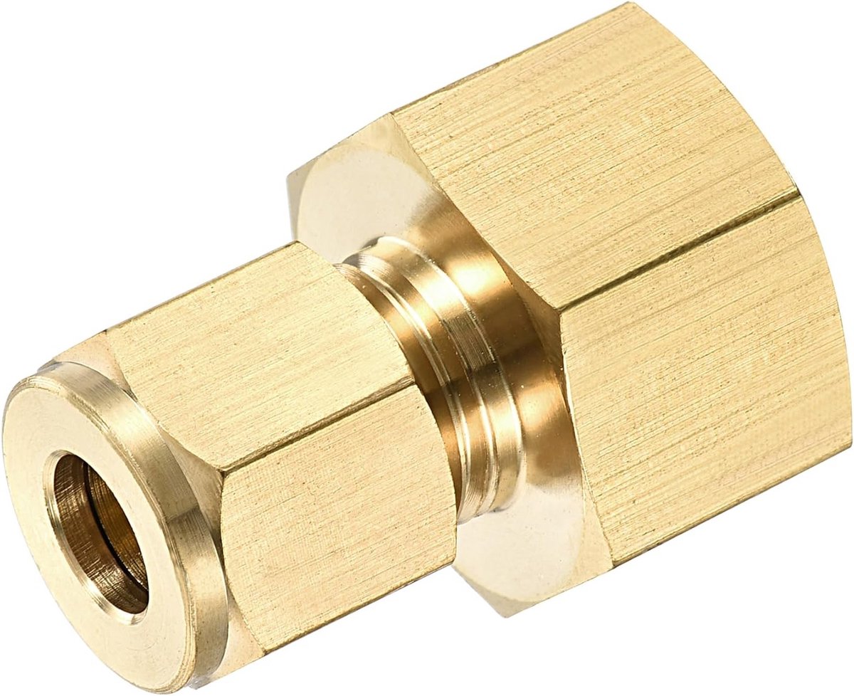Compressietubes Bevestiging, Rechte Koppeling Adapter, Messing, Geschikt voor 8mm Buizen met G1/2 Vrouwelijk Draad