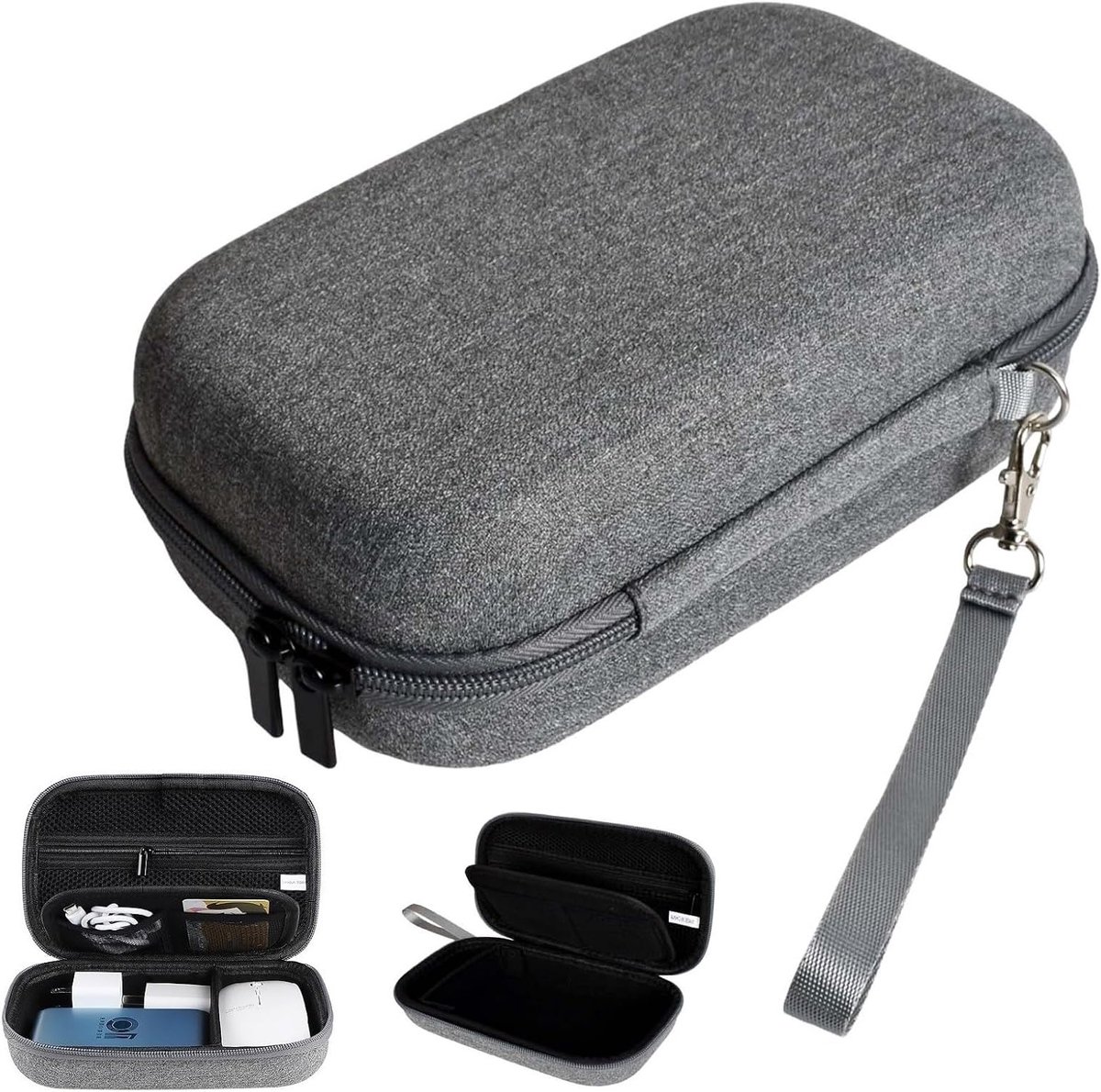 Draagbare Dubbele Laags Kabel Organizer met Zachte Velours Binnenvoering, Mesh Vakken en Afneembare Verdeler voor Kabels, Opladers en Powerbanks
