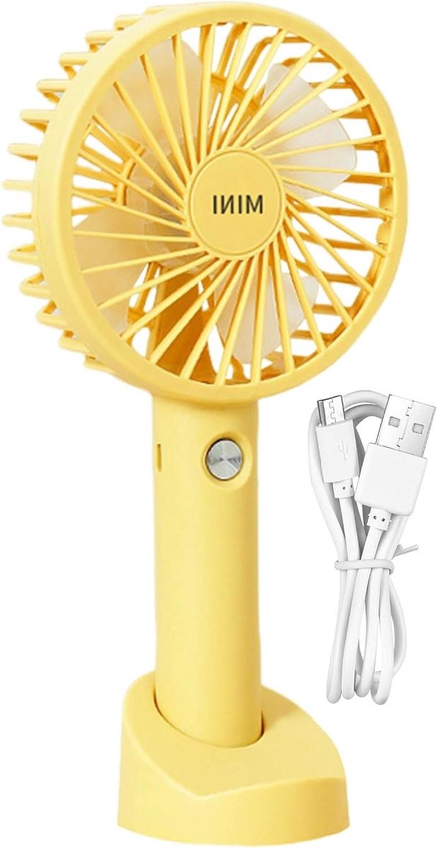 Draagbare Ventilator - Persoonlijke Koeler - Verfrissing Onderweg - Ingebouwde Telefoonhouder - 23 cm Lengte - Geel