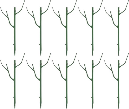 Klimplantsteun set - Plantenstaven houder - Planten ondersteunen - Biologisch takontwerp - 10 stuks - Groen