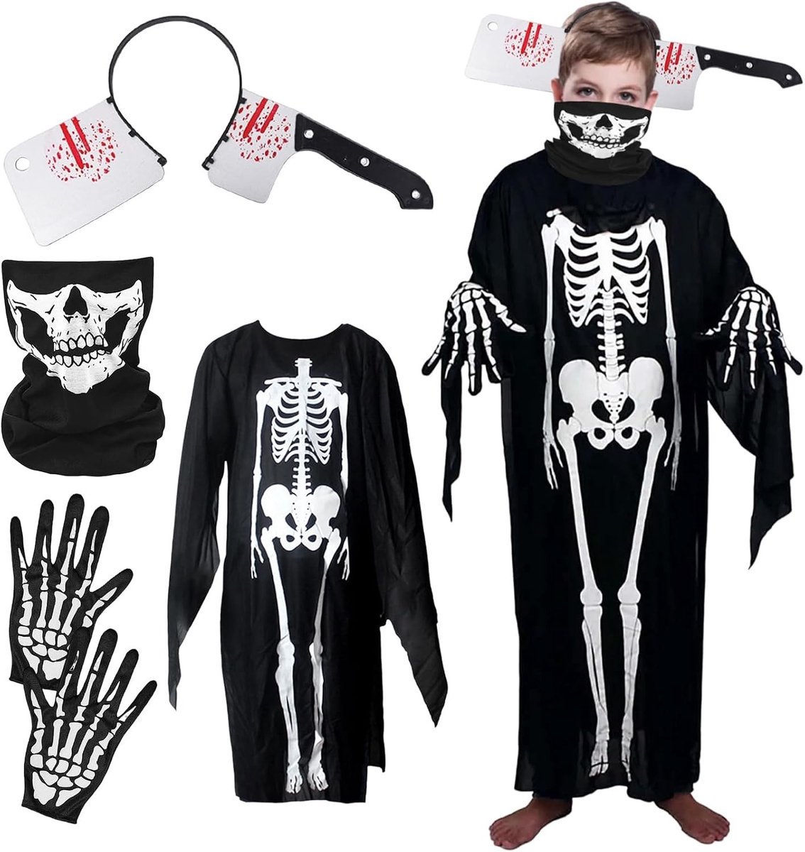Creepy Zombie Kostuum voor Kinderen van 90 cm, Geschikt voor Halloween, Carnaval en Cosplay, Perfect voor Jongens en Meisjes
