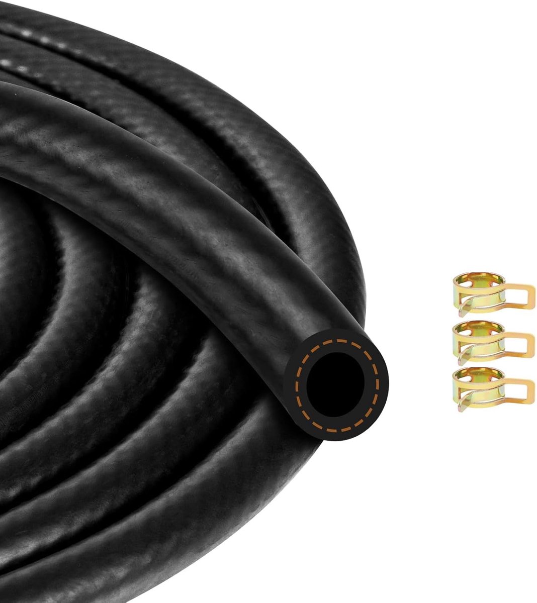 SnelShoppen - Brandstofslang 6mm x 1m - Zwarte Brandstof- en Diesel Slang met 3 Slangklemmen - Hoogwaardige Brandstofleiding voor Auto's, Tractors, Ge