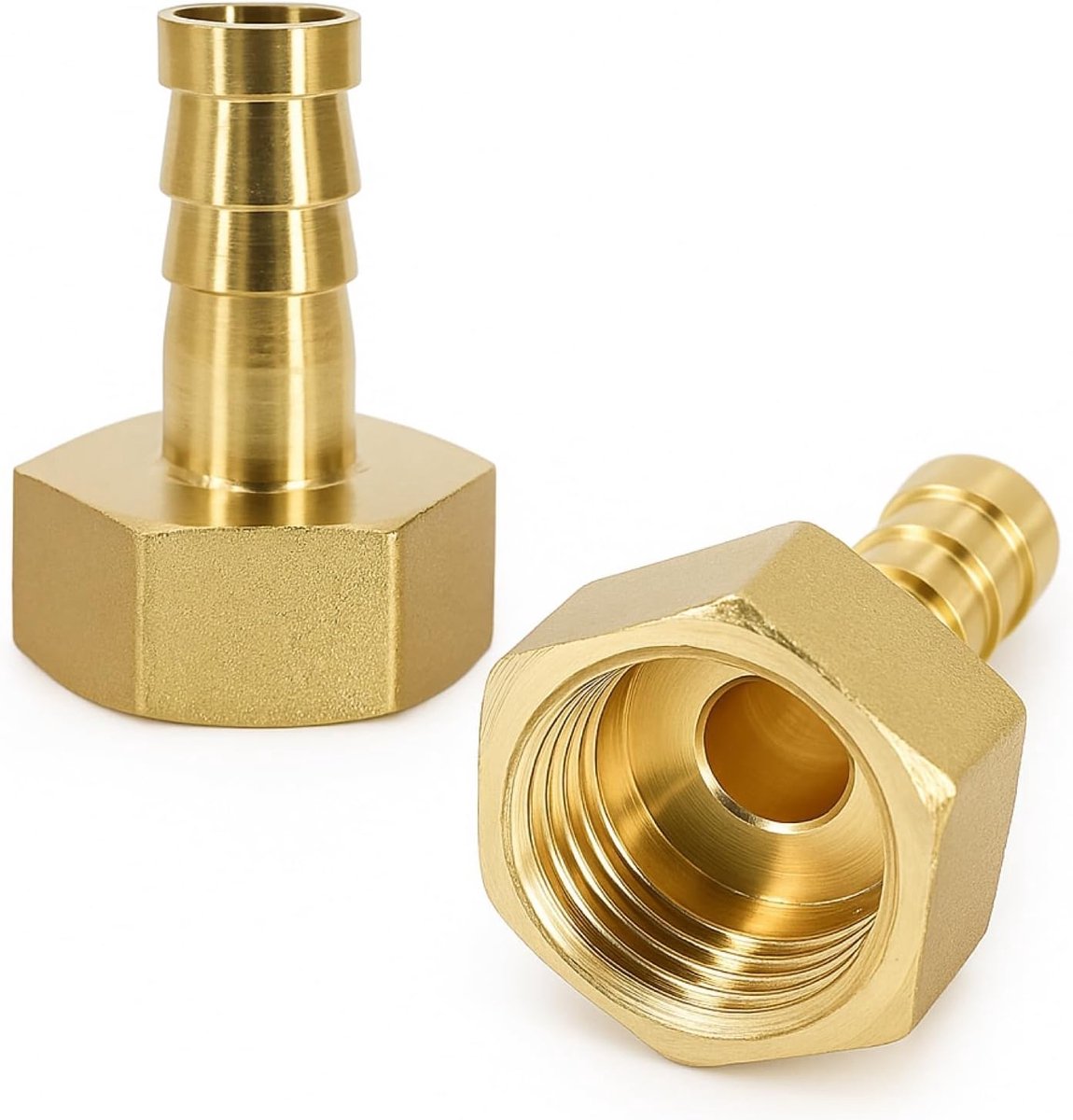 2 Pcs Brass Hose Tubes, 1/2 Inch Hose Connector 10mm with Female Thread, Hose Connector Tube Adapter for Water, Air - ShopVlot