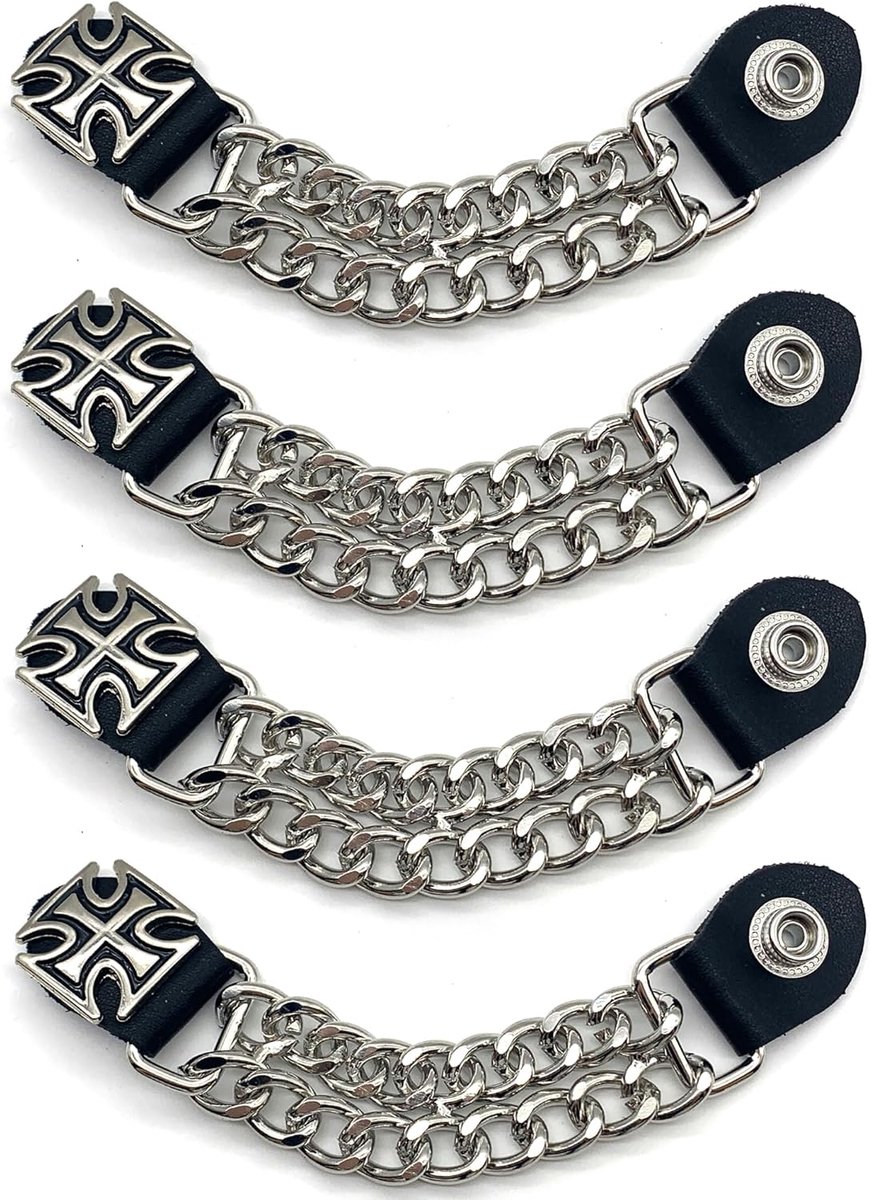 SnelShoppen - 4pcs Vest Buckle Extensie voor Motorvest - Kledingketting Clasp - Hip Hop Accessoires - Zwart - Comfortabel en Praktisch - Geschikt voor