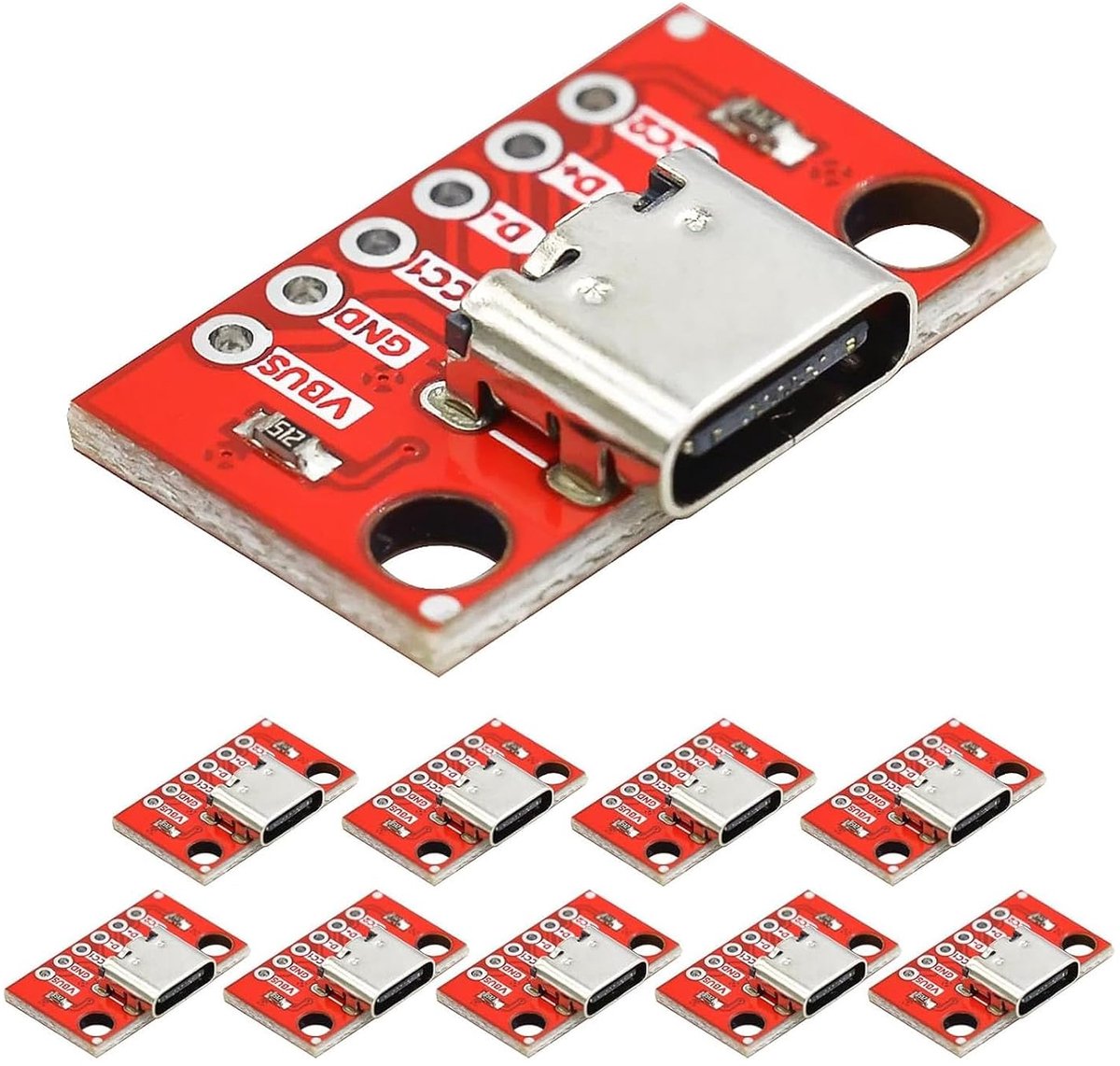 SnelShoppen - USB C Breakout Board Draadloze Serial Breakout Socket Vrouwelijke Conversiekaart, USB Type C Bus PCB Plaat (10 Stuks) voor Elektronische