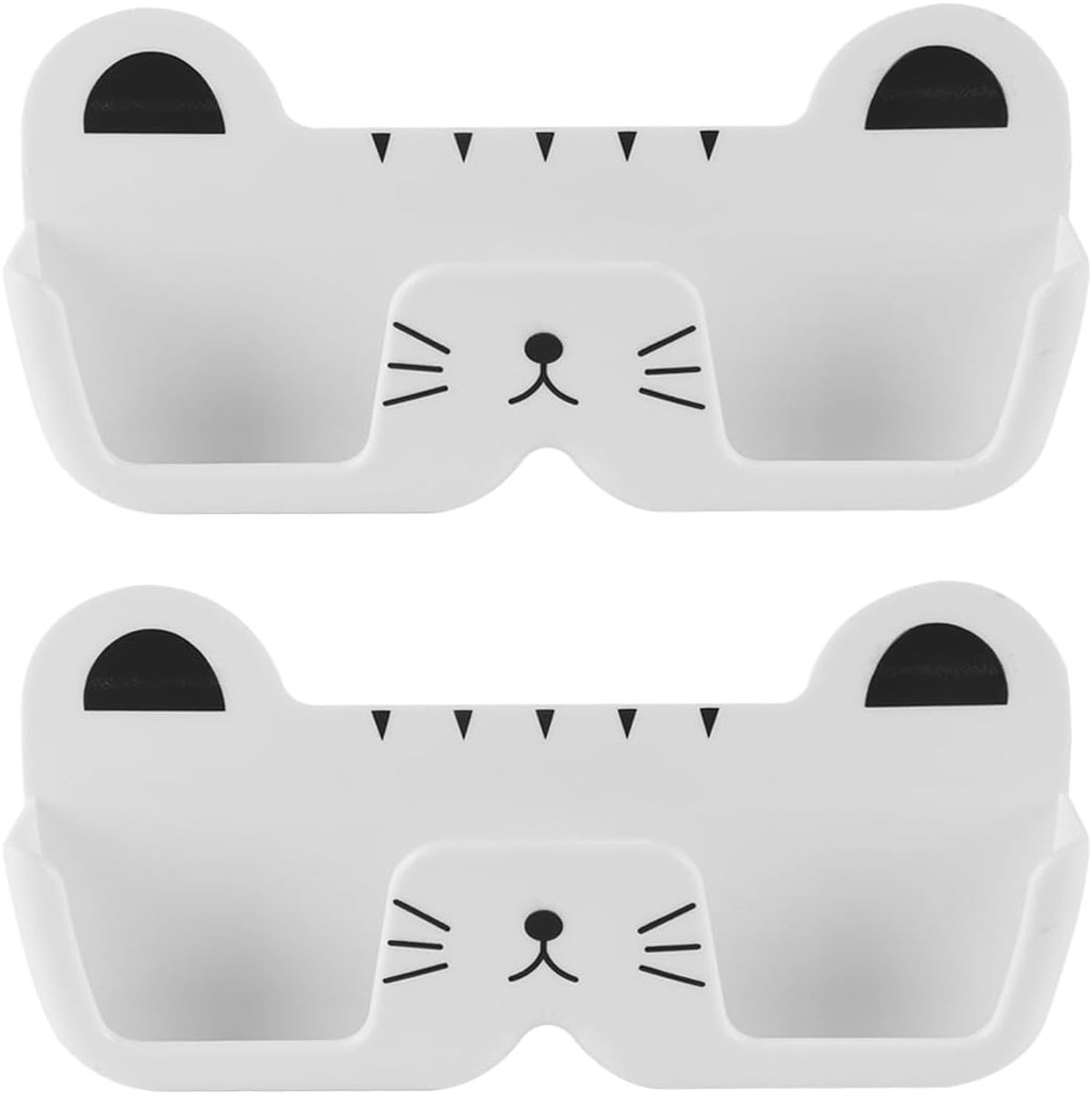 SnelShoppen - 2 Stuks Schattige Kat Wandgemonteerde Brilhouder - Zonnebril Organiser - Wanddecoratie - Duurzaam Plastic - Voor Thuis, Kantoor en Meer