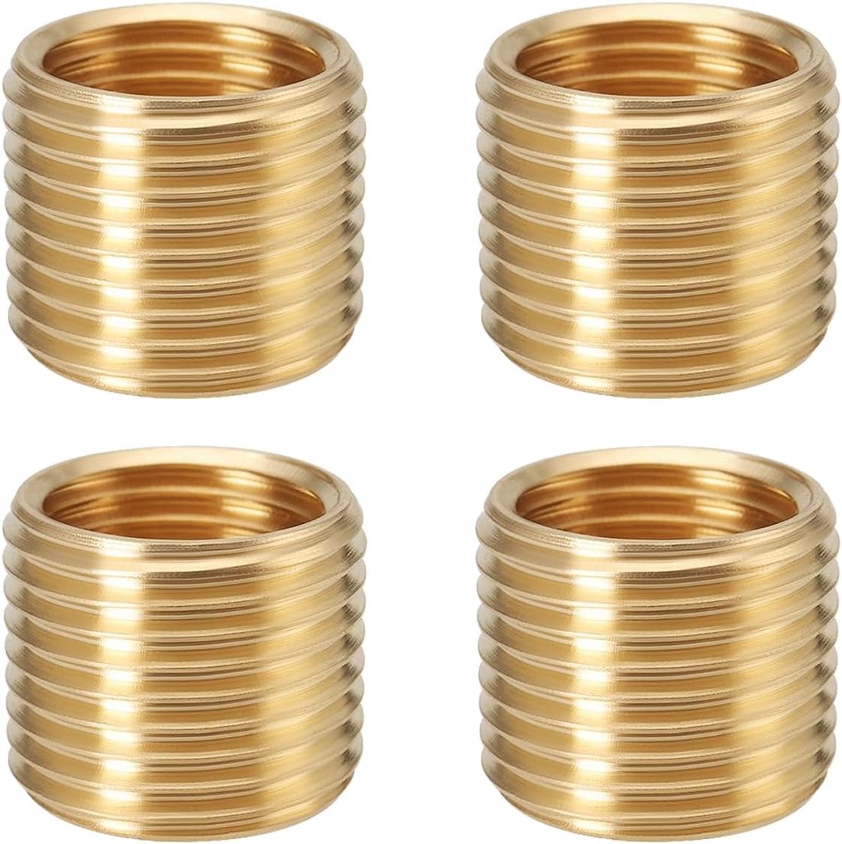 Verloopnippel - Messing - M12x1.0 naar M10x1.0 - Adapter - Airconditioning - Brandbeveiligingsmateriaal - Gasleidingen - Geschikt voor diverse toepassingen - Goudkleurig - 4 stuks reducerende moeren voor pijpleidingen.