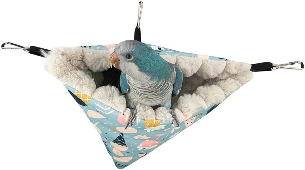 SnelShoppen - Winter Warm Vogel Nest Huis, Pluche Hangende Driehoek Vogel Schuur voor Papegaai, Macaw, Cockatiels, Parkieten, Liefde vogels, Conures,