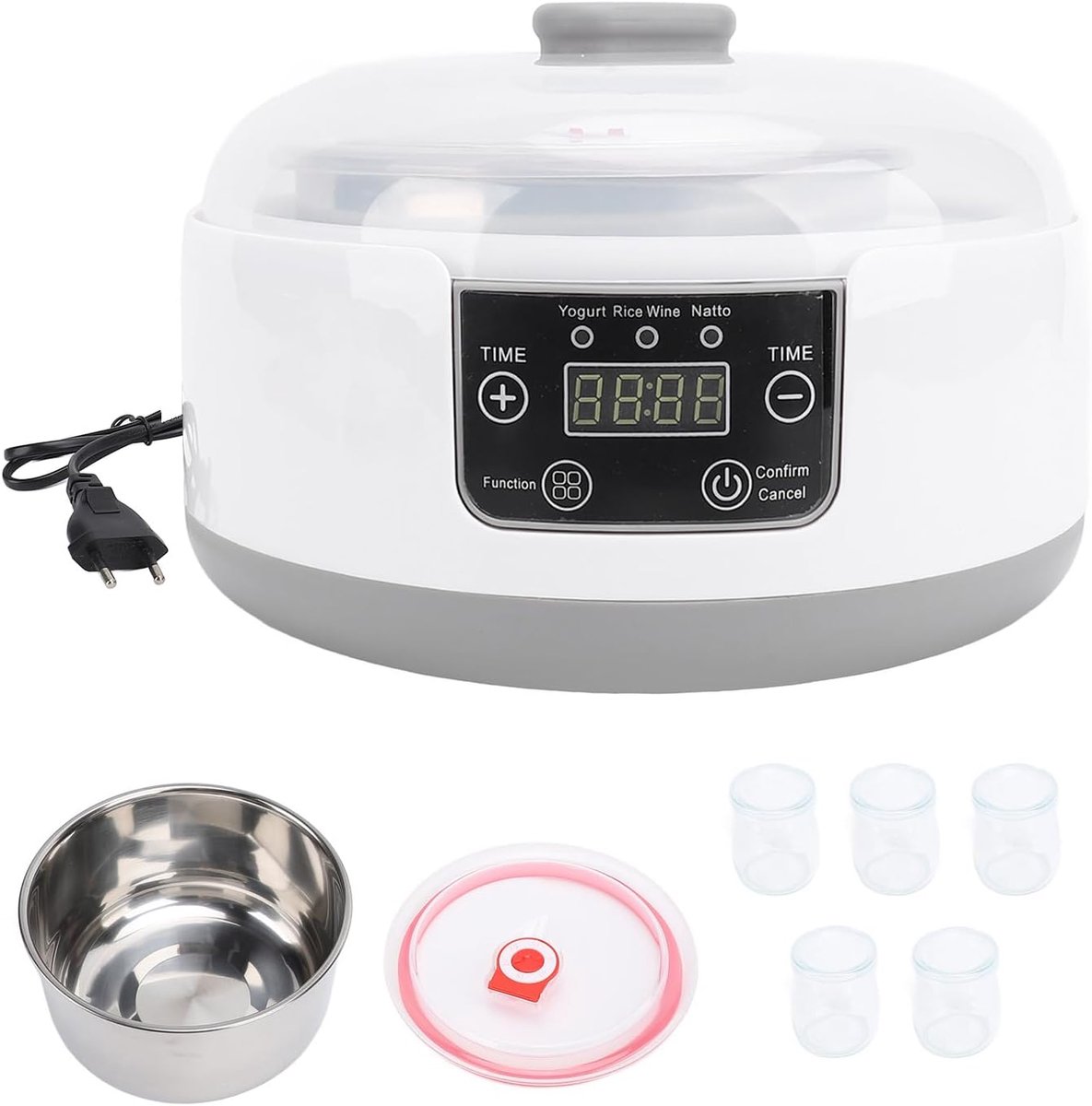 SnelShoppen - Elektrische Yoghurt Maker - Zelfgemaakte Natto Maker - Kleine Incubator met RVS Binnenvoering - Multifunctionele Yoghurtmachine - 1,2 Li