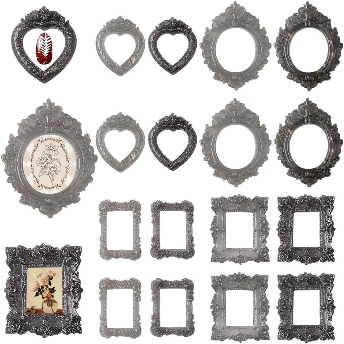 SnelShoppen - 32Pcs Vintage Houten Foto Lijsten, Antieke Fotolijsten DIY voor Tafel, Sieraden Display en Wanddecoratie voor Thuis, Bruiloft en Feesten