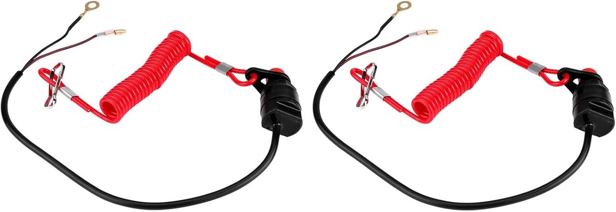 SnelShoppen - 2 x Motor Stop Switch, Noodstop Schakelaar voor Motoren en ATV's, Eenvoudige Installatie, Flexibele Kabel, Veiligheidsaccessoire voor Bu