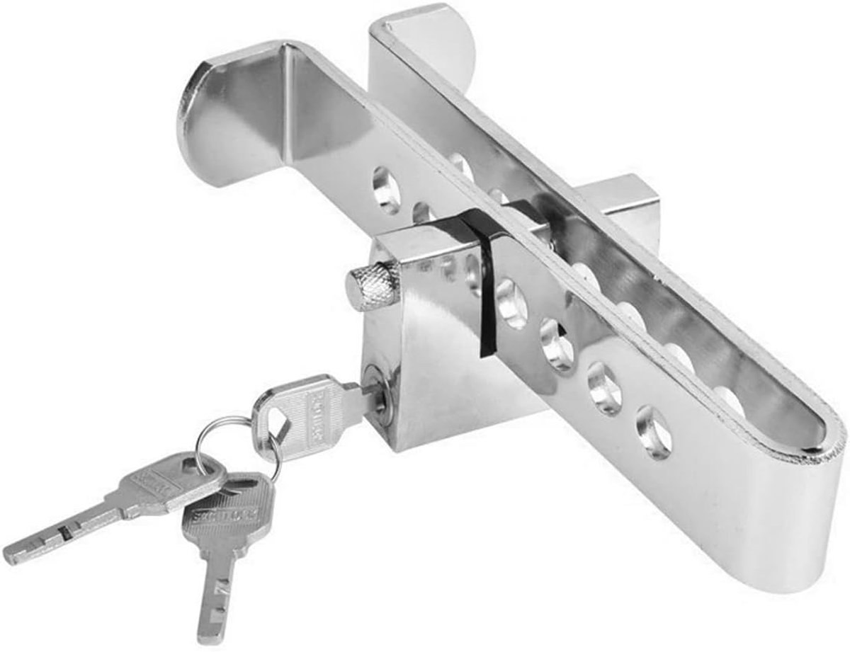 SnelShoppen - Auto Pedal Locks 8 Gaten Diefstal Beveiliging Rempedaal Slot Koppeling Veiligheidslock RVS Auto Wiel Lock Diefstal Beveiliging met 3 Sle