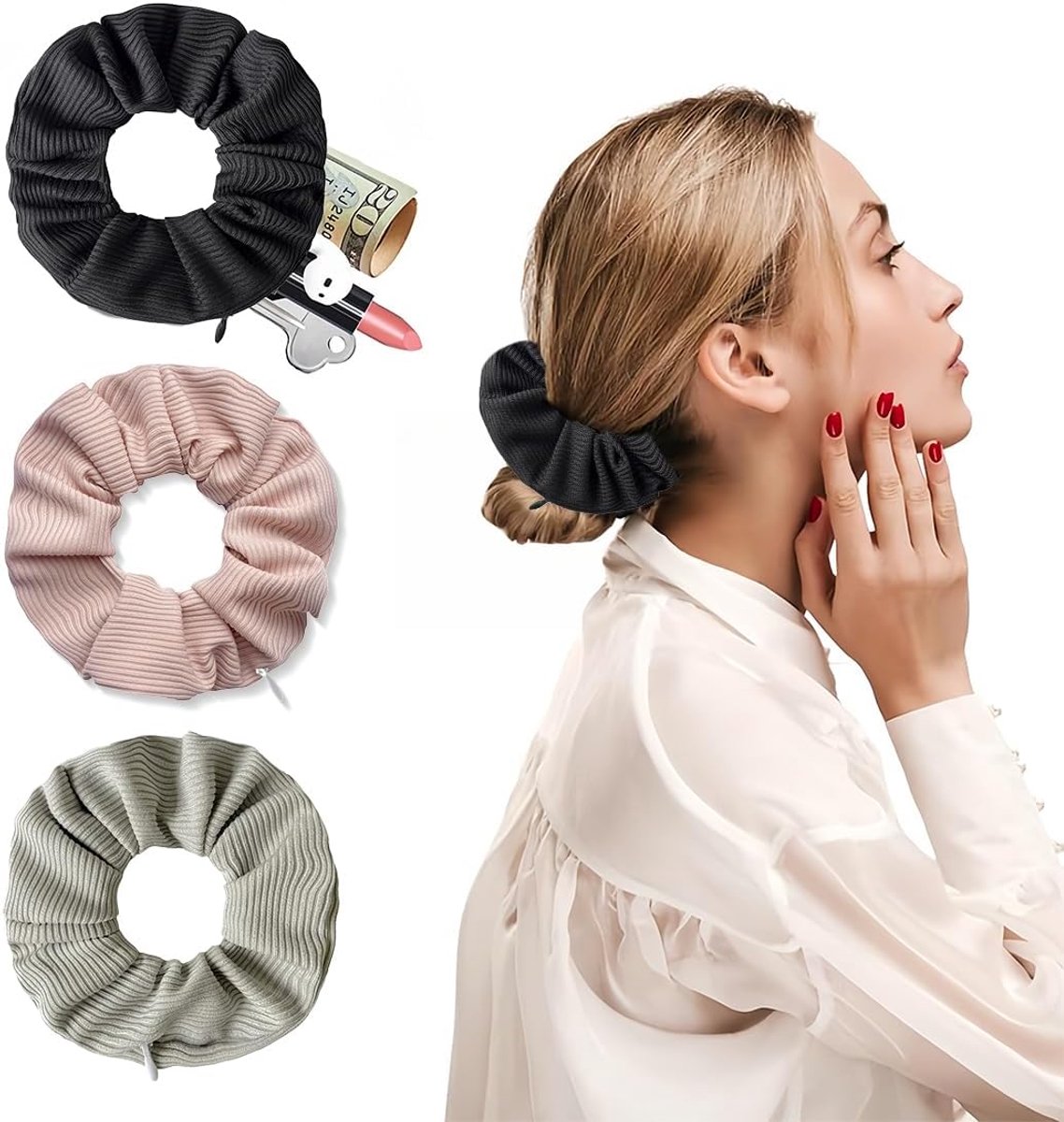 3 stuks haarelastiekjes, haarelastiekjes met ritszak, elastische haarelastiekjes voor meisjes, elastische clip voor - ShopVlot