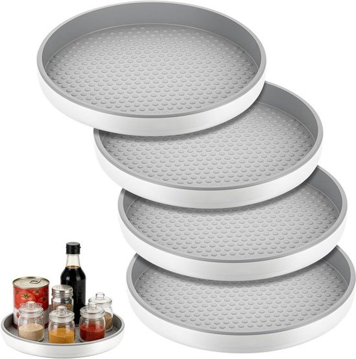 Maaltijdvoorbereidingsboxset voor de keuken, 4 stuks, ideaal voor voedselopslag, draaiend kruidenrek en opberger voor kasten
