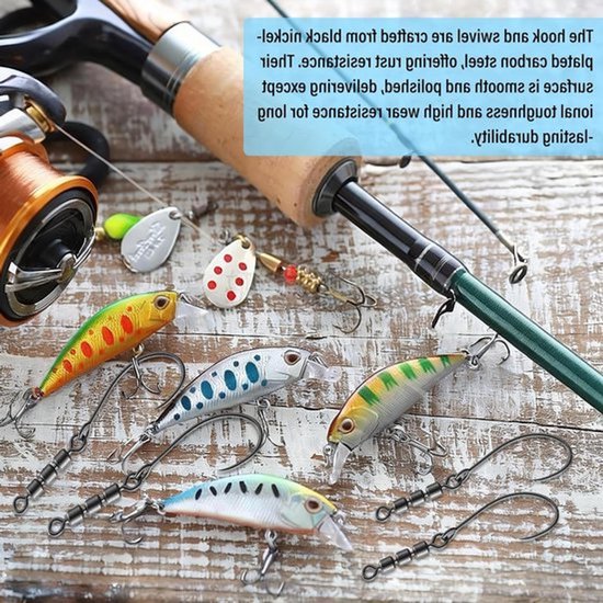 15-delige set draaibare visserijhaken voor forel, dropshot en zee- en zoetwatervissen, maat 4, 6 en 8 — afbeelding 5