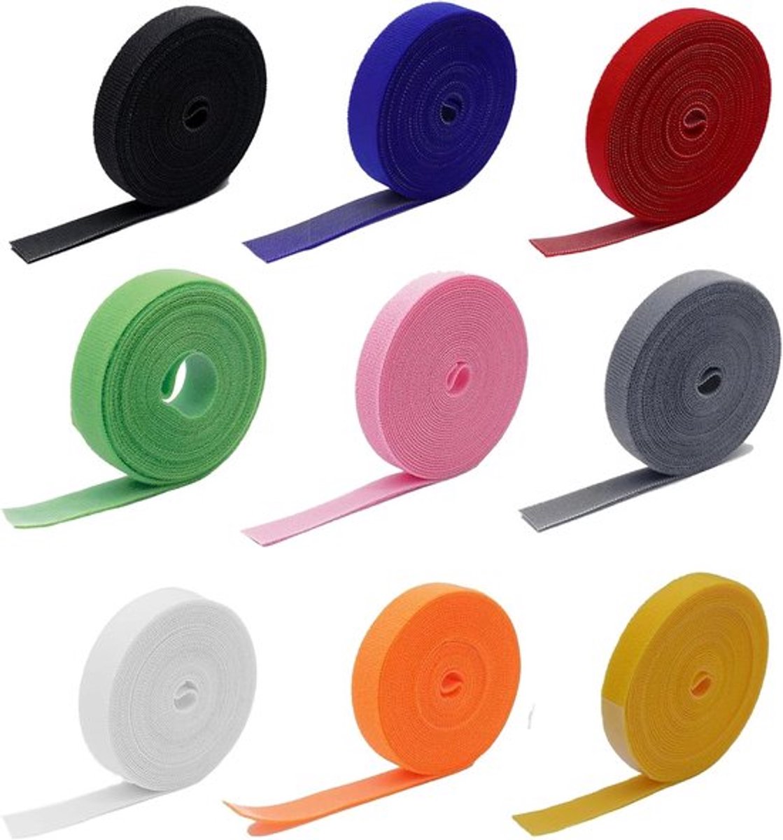 Zelfklevende Grip Tape, Herbruikbare Adhesieve Tape voor Kabelbeheer, 10 Rollen in 10 Kleuren voor DIY Naaien en Organisatie van Elektrische Kabels