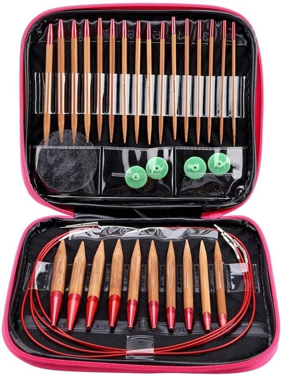 Bamboe Rondbreinaalden Set met Aluminium Interchangeable Naalden voor Breien en Haakprojecten
