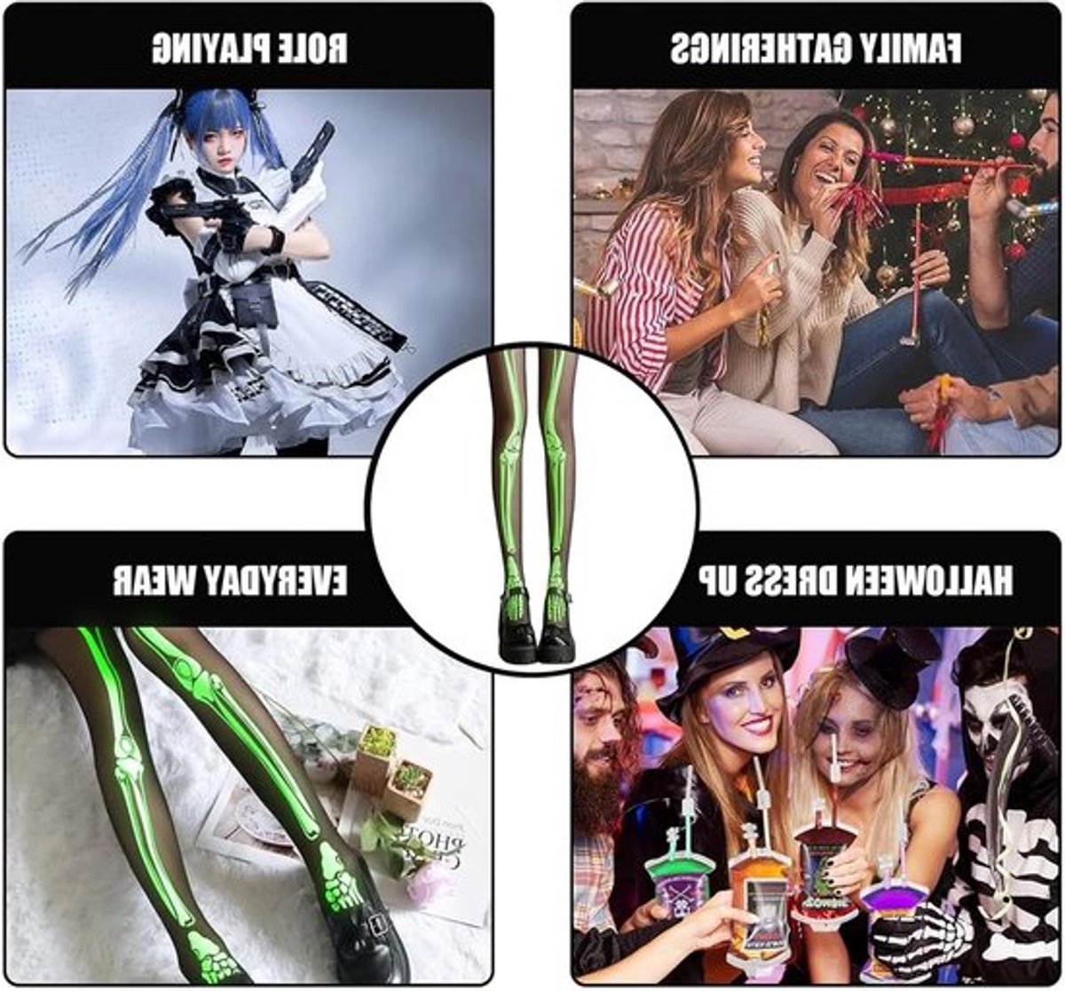Halloween Panty met Skelet Motief voor Vrouwen - Perfecte Accessoires voor Kostuums en Feestjes, Ideaal voor Carnavals en Halloween Celebraties
