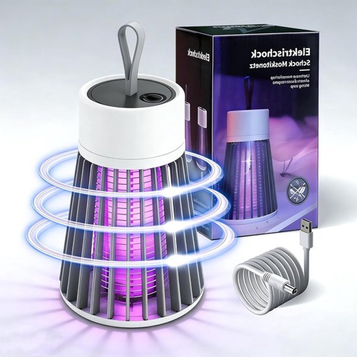 Effectieve Elektrische Insectenbestrijding: Oplaadbare Muggenval en Vliegenlamp voor Binnen en Buiten Gebruik