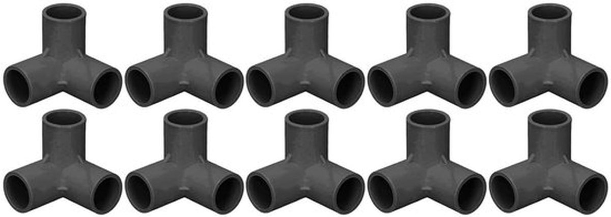Inhoud in HTML - Set van 10 - 3-weg PVC-buisfittingen - Plastic tee-montage - elleboog hoekconnector - 25 mm binnendiameter