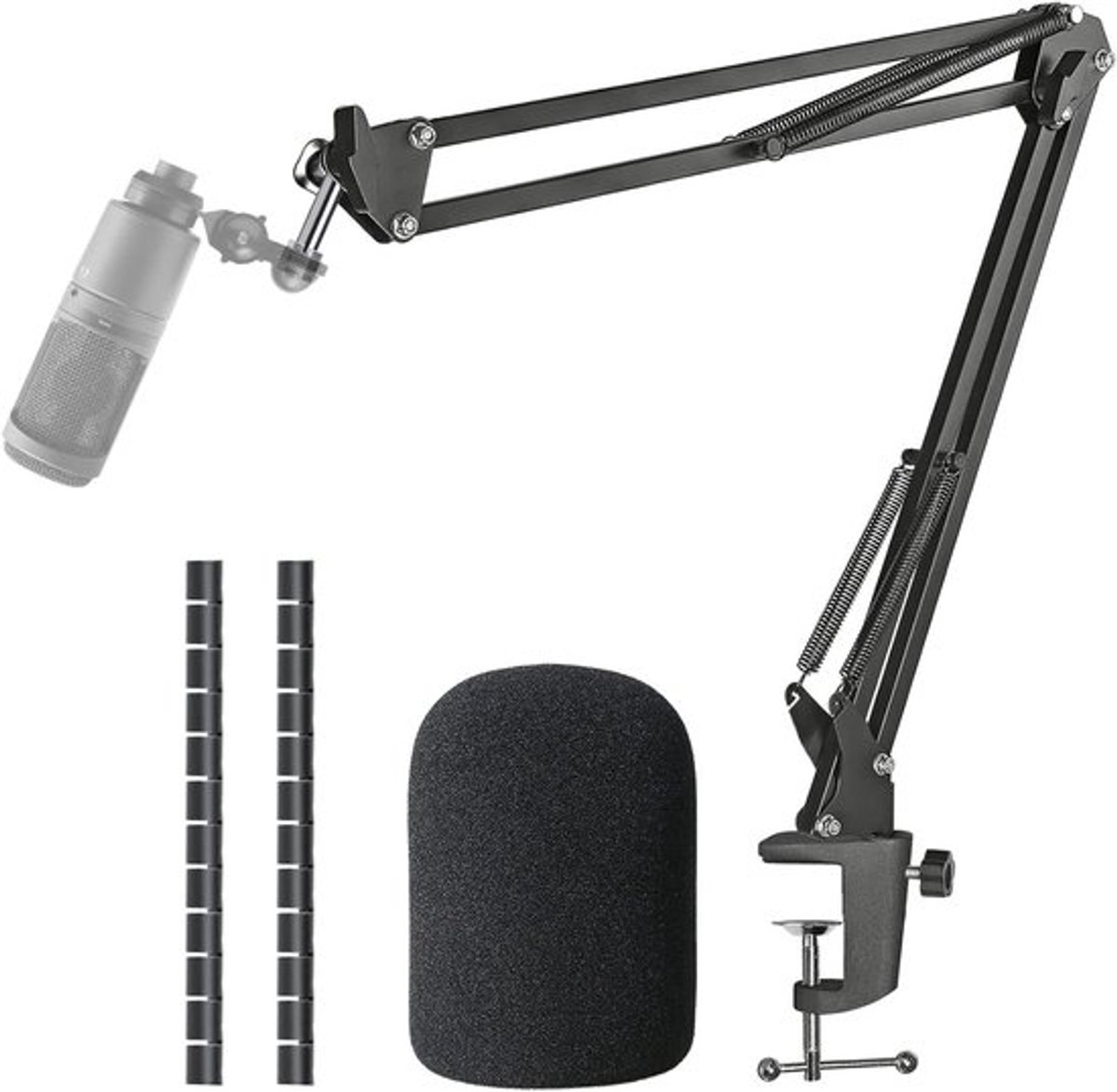 Microfoonarm met Popfilter voor AT2020 en AT2020V USB Microfoon - Verstelbare Microfoonstandaard met Kabelbescherming en Geluidsisolatie