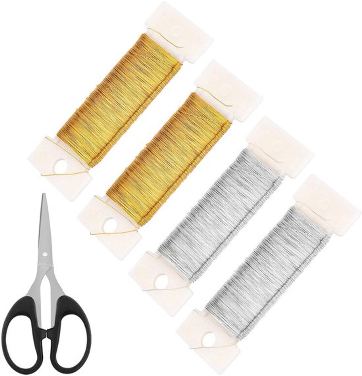 Dunne Bloemendraad voor Creatieve Projecten, 4 Rollen van 0.3 mm x 50 m, Ideaal voor DIY Sieraden, Bloemstukken en Cadeaupakketten