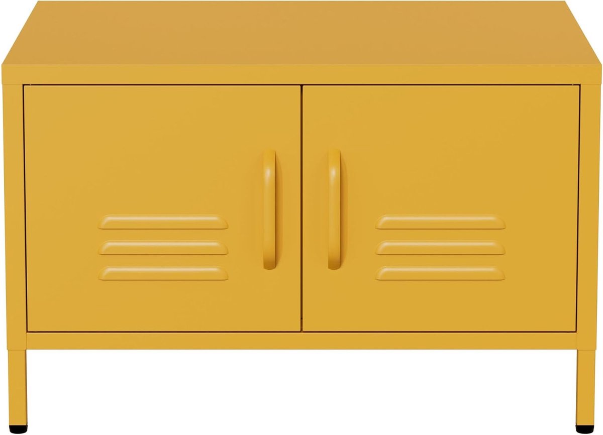 Salontafel 68x50x43,5cm - Metaal - Geel - Ideale opbergoplossing voor tuingereedschap - SnelShoppen