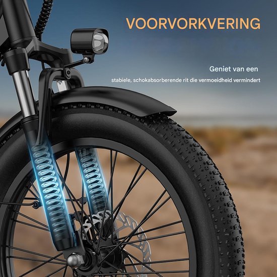 20 inch Elektrische fiets(155-195 cm) - 48V 13Ah Verwisselbare Accu tot 100KM -250 W motor - 20inch - LCD Scherm - 25 km/u - 7 Versnellingen - Elektrische Fietsen voor Heren en Dames - Wit — afbeelding 5