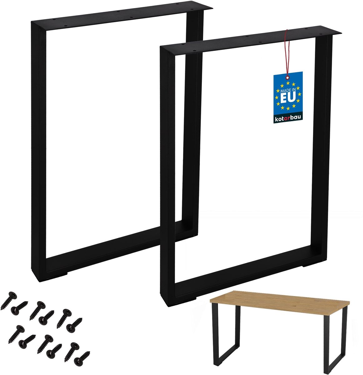 KOTARBAU® Tafelpoten - Metalen Meubelpoten - Bureaupoten 50 x 72 cm - Stalen Tafelpoten - Industrieel - Gepoedercoat Staal - Zwart
