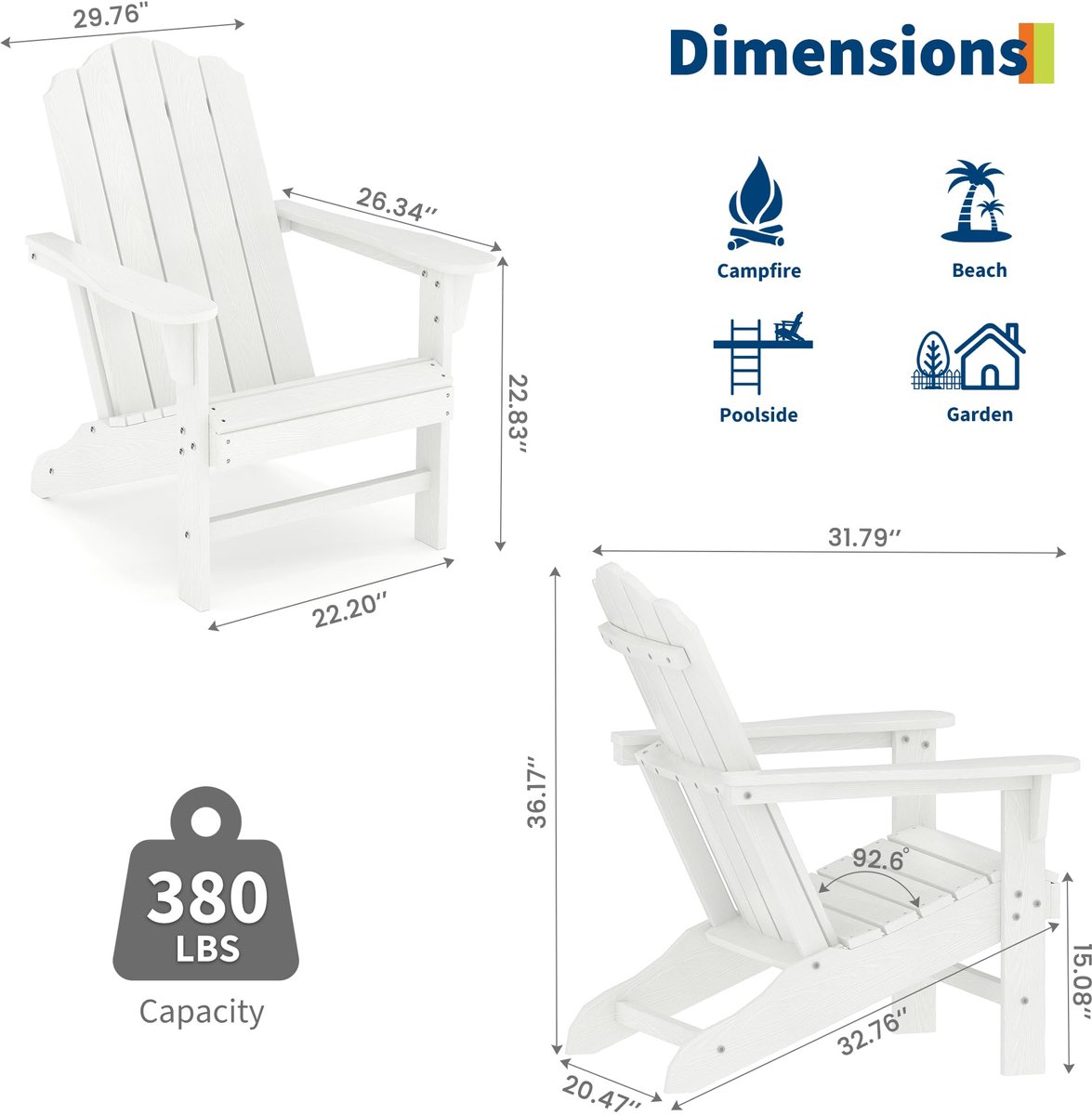 Triumpunpre Frog Chair Tuinstoel - Lage Opklapbare Loungestoel Buiten - Wit
