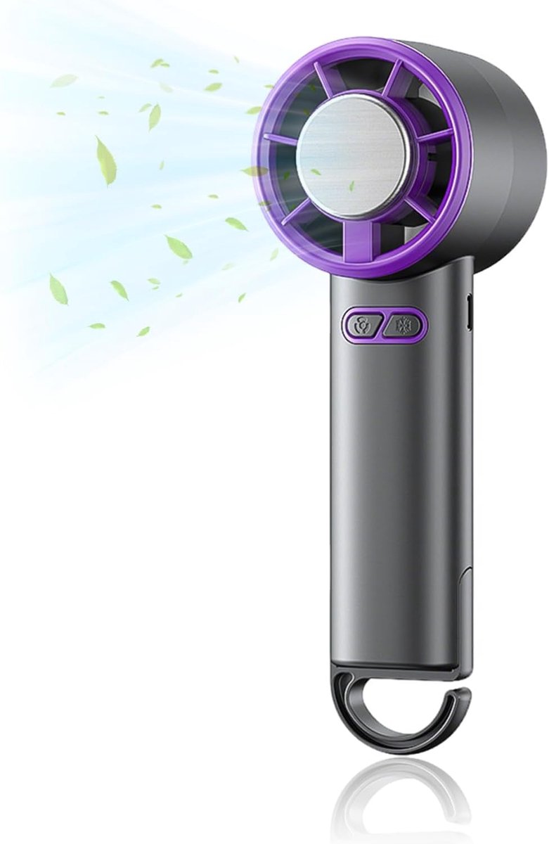 Ventilator - Draagbare Handventilator Turbo - 1800 mAh - 3 Snelheden - Tot 8 Uur - Voor Reizen en Buiten