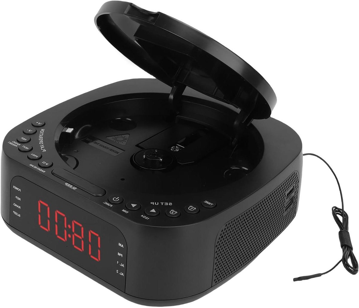 CD Speler Wekker - Muziek Wekker Radio - Wakker Worden Muziek Luisteren - Bluetooth FM Radio