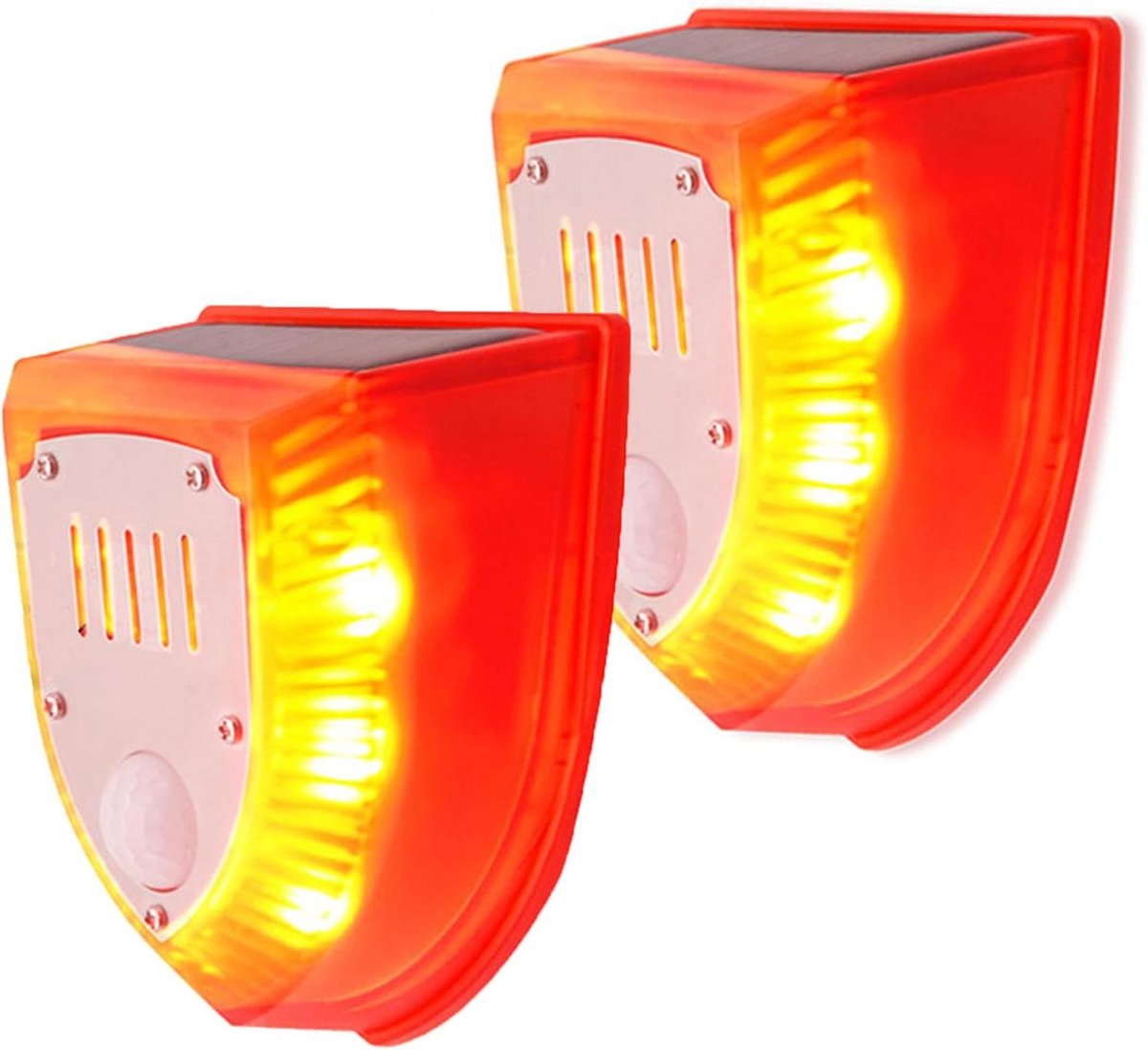 Solar Alarm Licht - Veiligheidswaarschuwing Strobe - Diefstal Afschrikken - 129 dB Sirene - 2 stuks - Rood