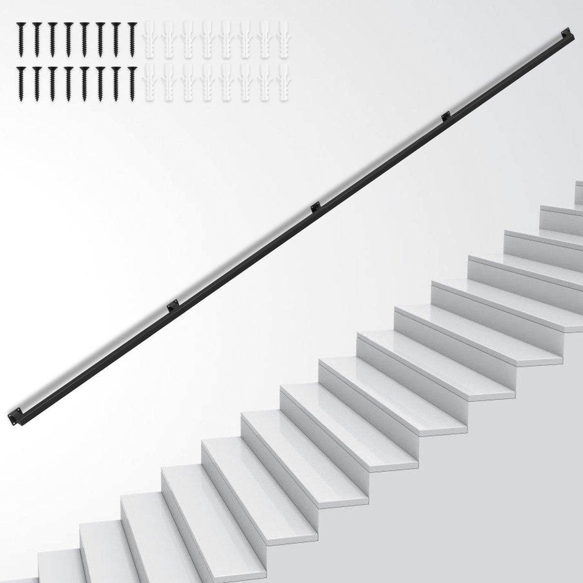 360 cm Trapleuning voor trap Trapleuning Trapleuning voor trap binnen en buiten zwart