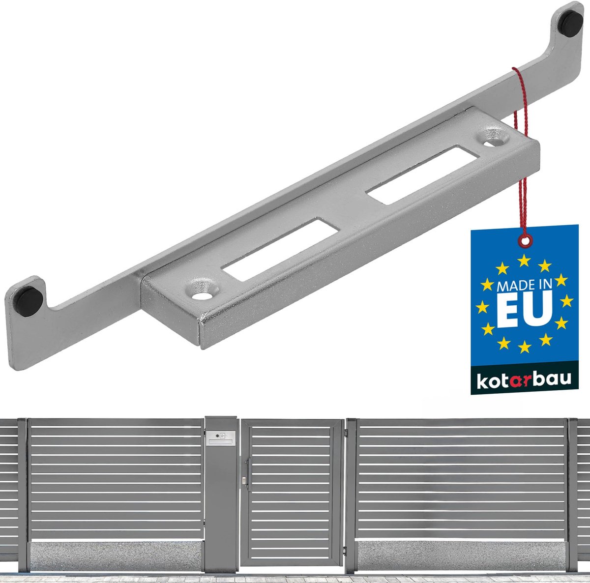 KOTARBAU® Sluitplaat voor Tuinpoort - Sluitplaat Poort - Poortaanslag 32cm - Aanslagplaat - Hoeksluitplaat - Stalen Sluitplaat - voor Houten en Metalen Poorten - Zilver