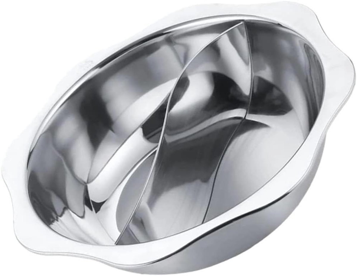 Hete Pot RVS - Dubbele Smaak Pan Soeppan - Gezellig Tafelen - Gelijkmatige Warmteverdeling - 34x34CM - Zilver